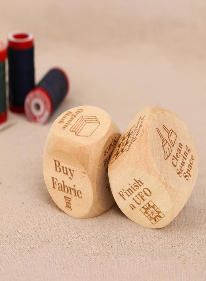 Sinbana 2pcs Quilter’s Dice, Wooden Fun Knitting Dice with 6 Knitting Tasks Creative Quilters Decision Tools for Sewing and Crafting - Image 3